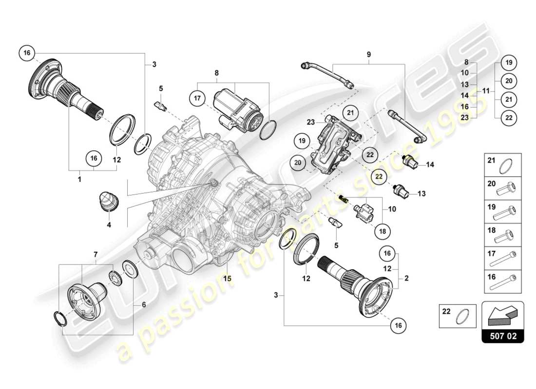 lamborghini urus (2019) for rear axle differential parts diagram