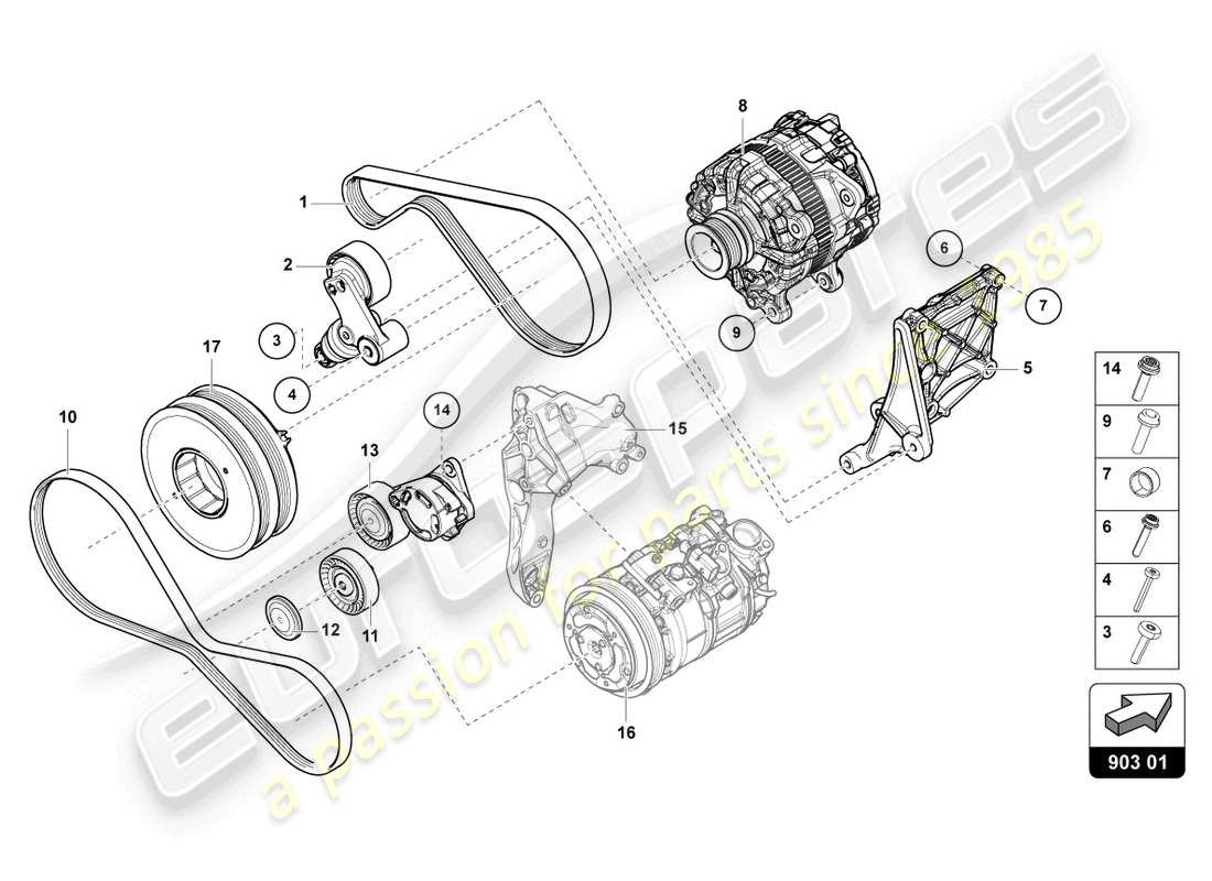 lamborghini urus s (2023) alternator parts diagram