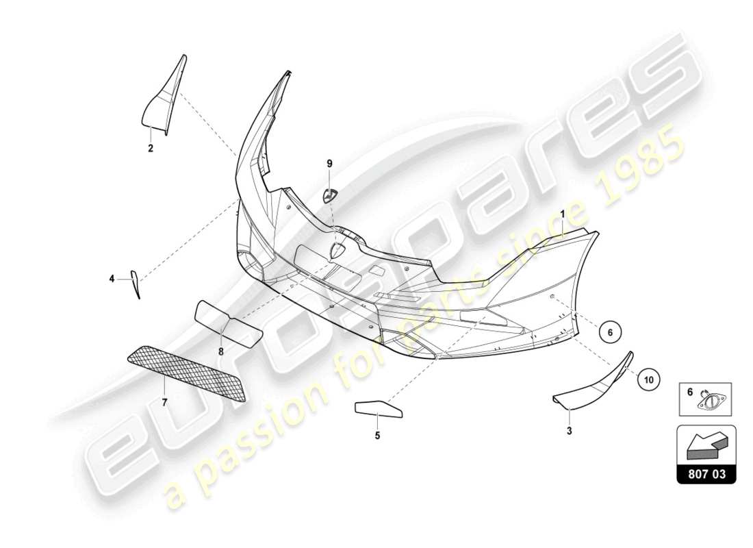 lamborghini 2018 (super trofeo evo) front bumper part diagram