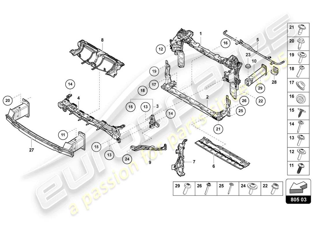 lamborghini urus (2019) support for coolant radiator parts diagram