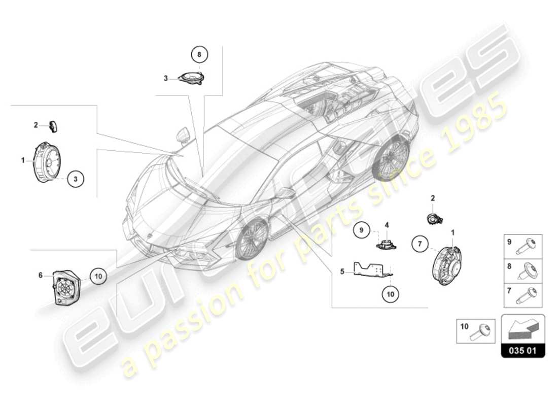 lamborghini revuelto coupe (2024) loudspeaker parts diagram