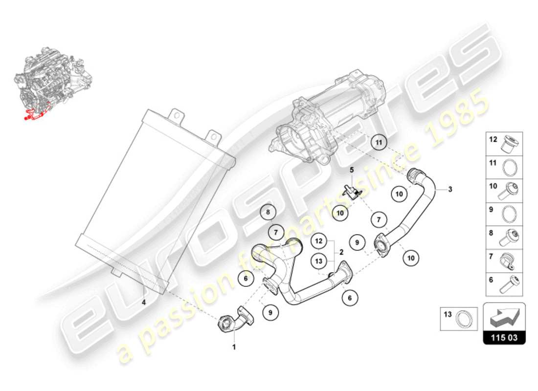 lamborghini revuelto coupe (2024) hydraulic system and fluid container with connect. pieces part diagram