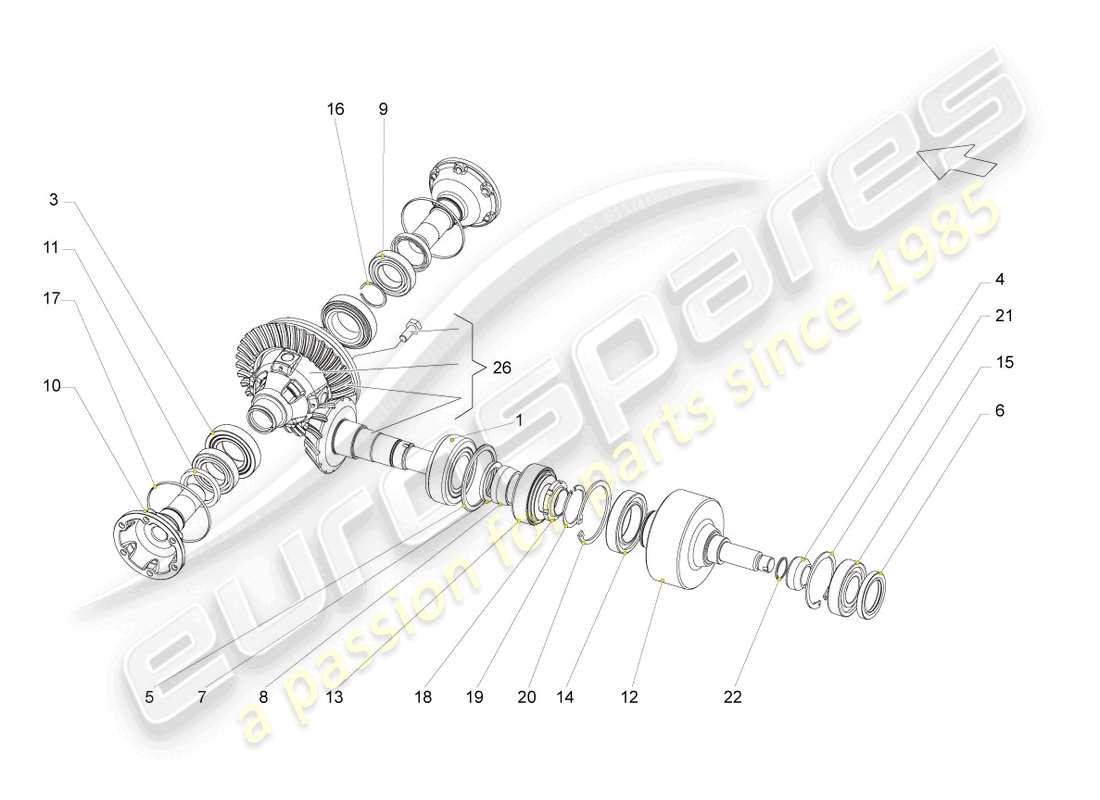 lamborghini gallardo coupe (2006) front axle differential parts diagram