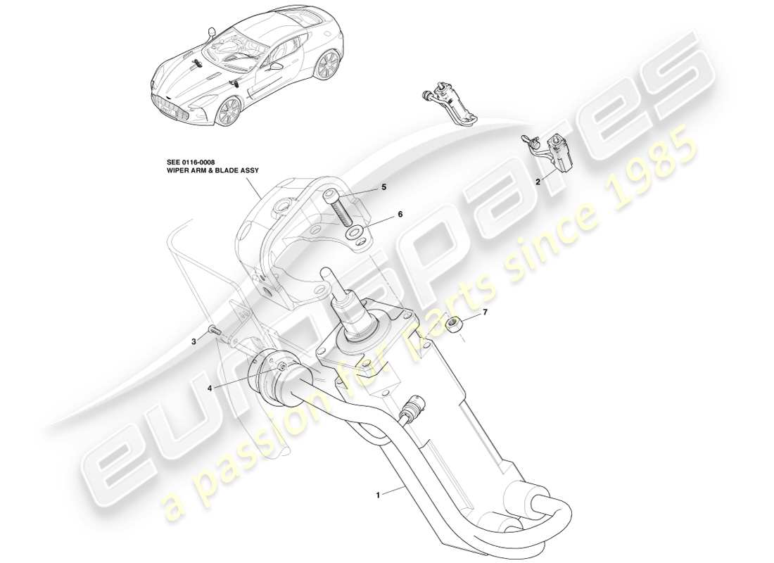 aston martin one-77 (2011) wiper linkage assembly parts diagram