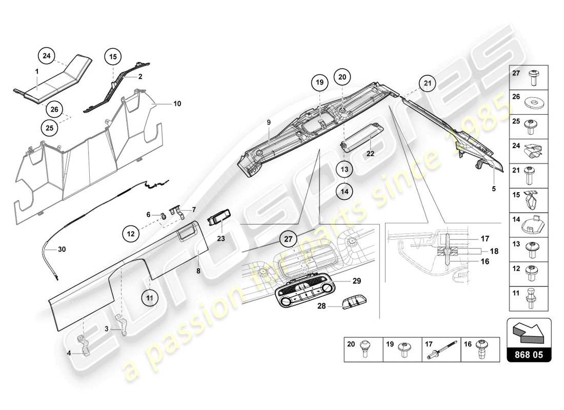 lamborghini lp770-4 svj roadster (2022) interior decor part diagram