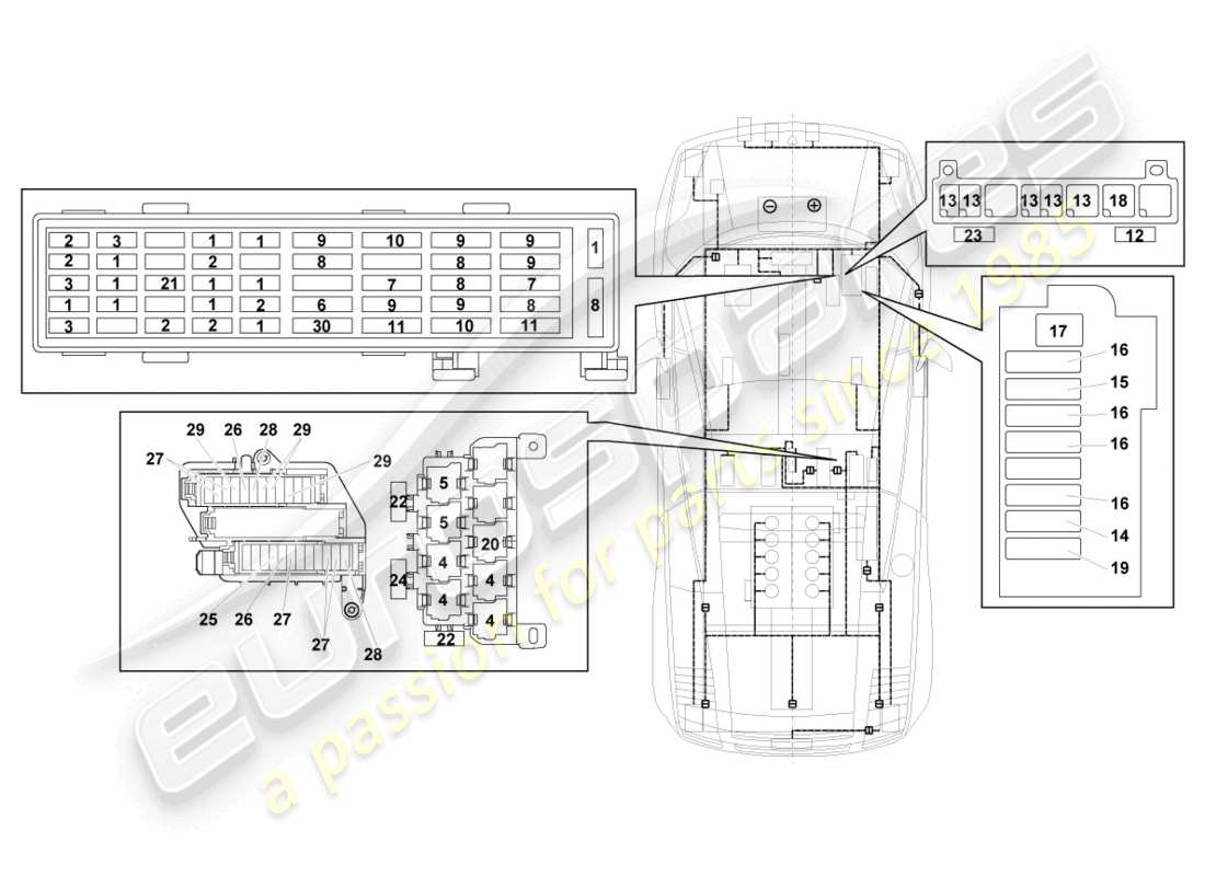 lamborghini lp570-4 spyder performante (2011) central electrics part diagram