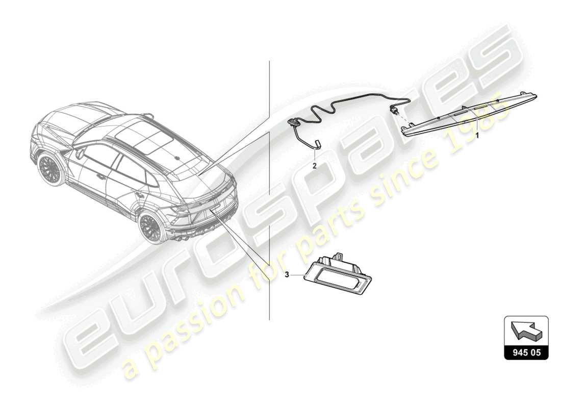 lamborghini urus (2019) additional brake light parts diagram