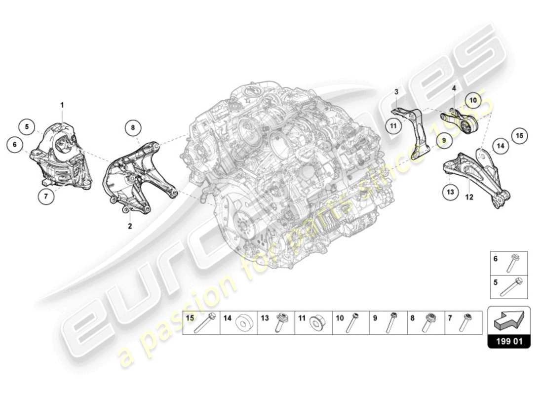 lamborghini urus s (2024) engine bracket parts diagram