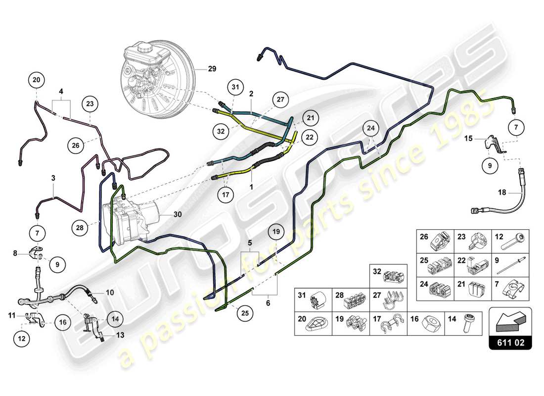 lamborghini urus performante (2024) brake pipe parts diagram