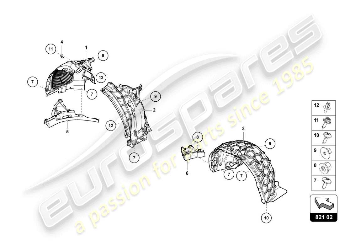 lamborghini urus s (2024) wheel housing liner parts diagram