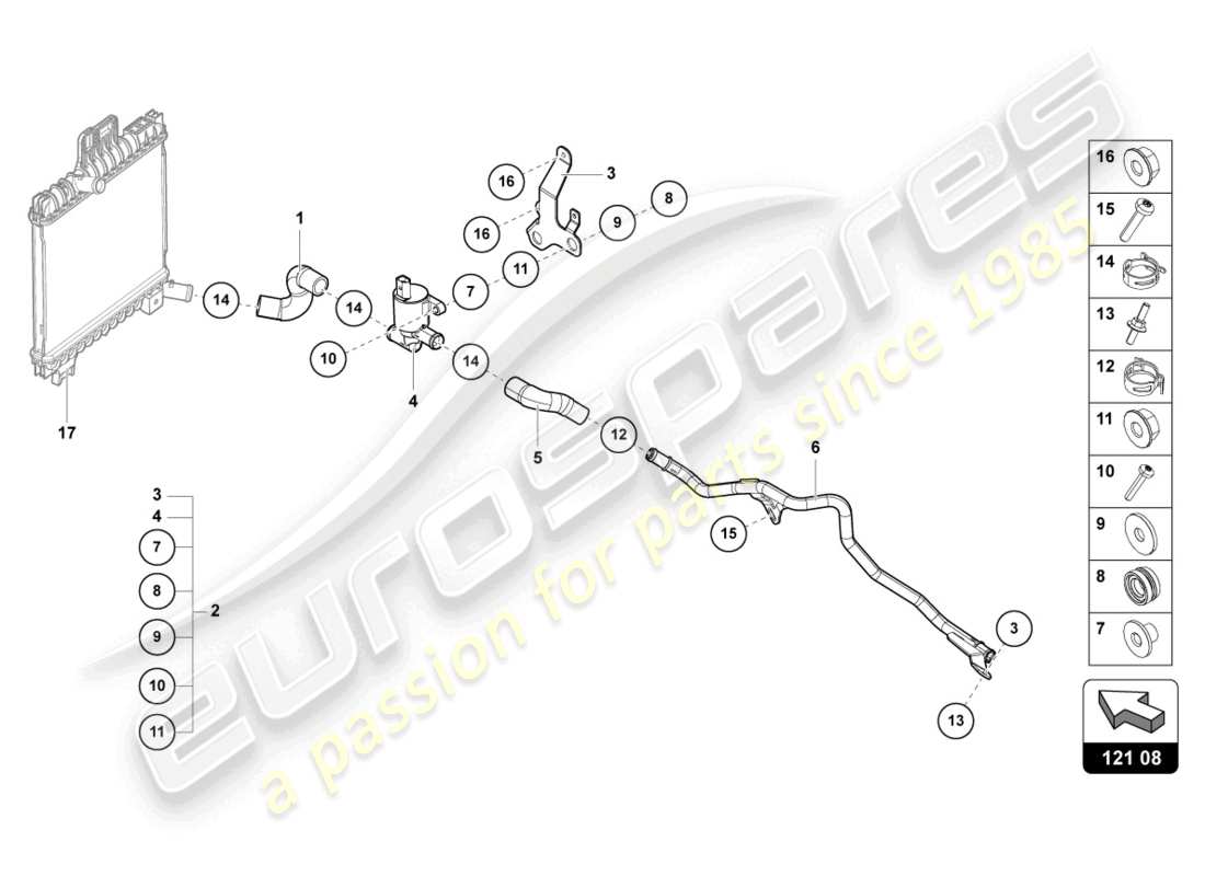 lamborghini urus s (2024) coolant pipe parts diagram
