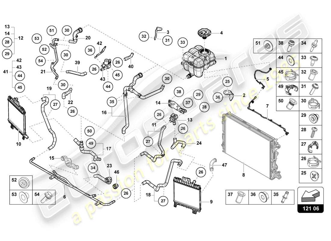 lamborghini urus s (2024) cooler for coolant parts diagram