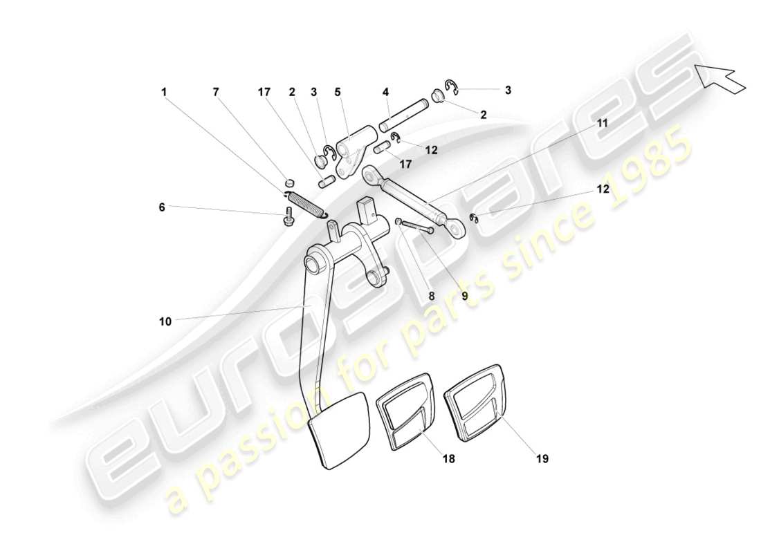 lamborghini lp550-2 coupe (2011) brake pedal parts diagram