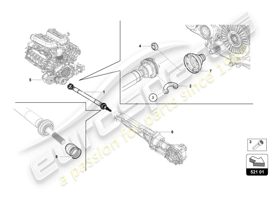 lamborghini sterrato (2024) drive shaft parts diagram