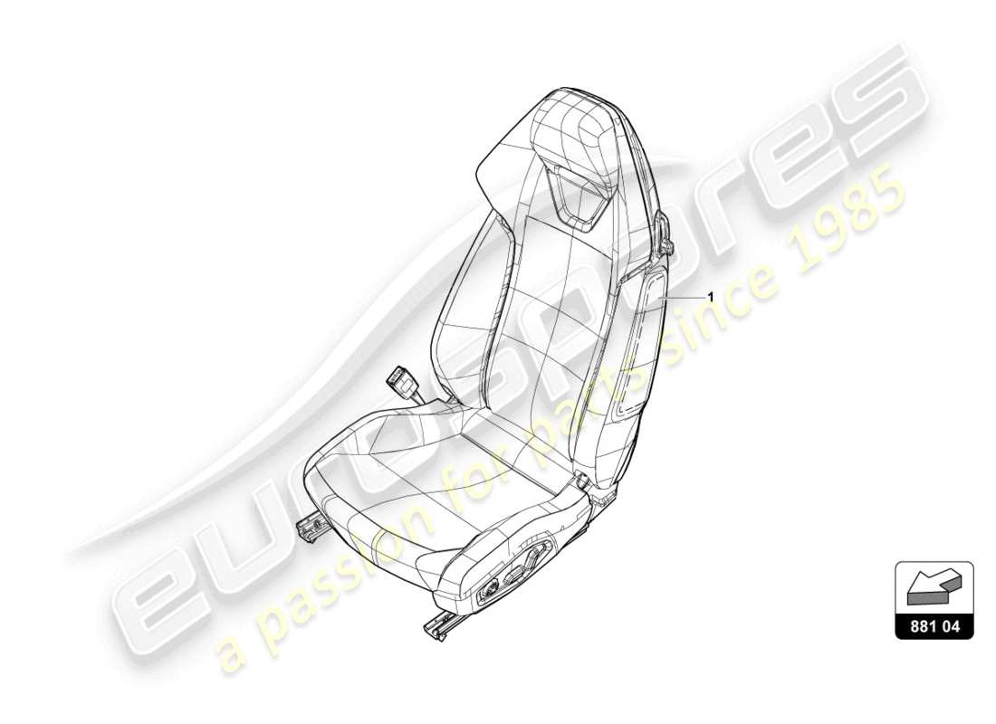 lamborghini evo coupe 2wd (2023) seat 'standard trim' parts diagram