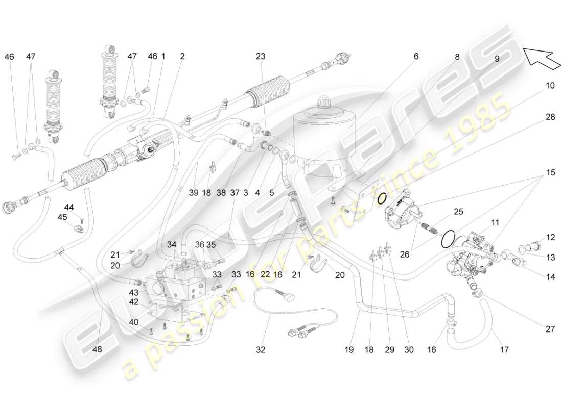 lamborghini gallardo coupe (2006) steering gear parts diagram