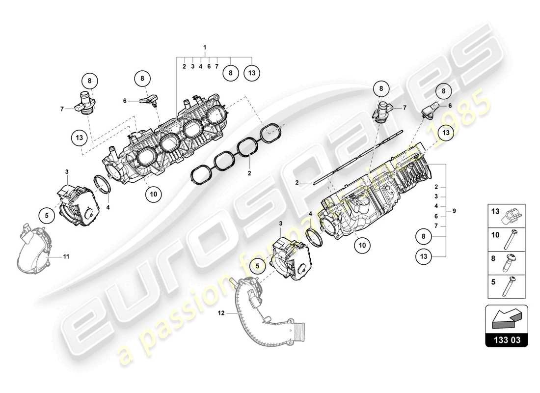 lamborghini urus s (2023) intake manifold parts diagram