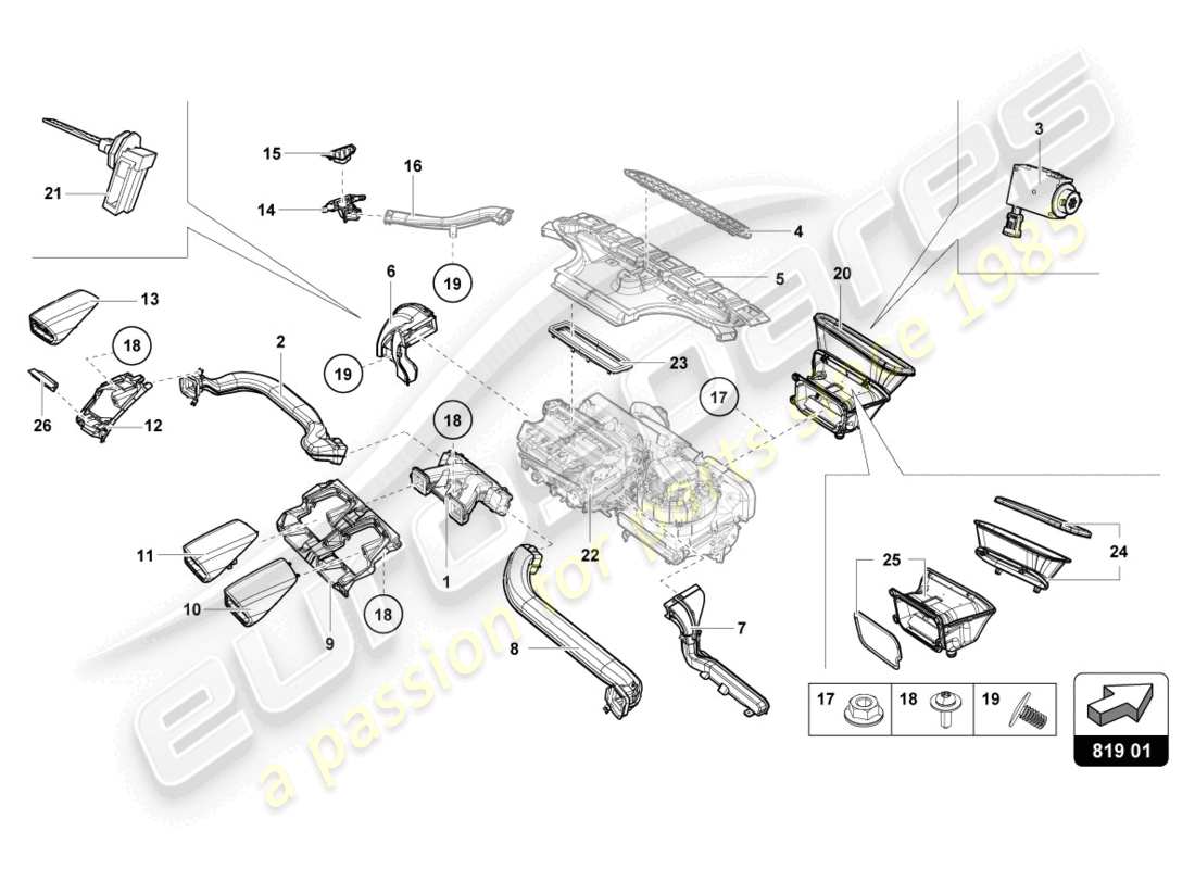 lamborghini 2023 (tecnica) air vent part diagram