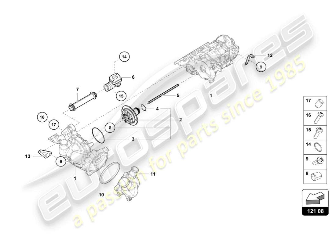 lamborghini 2023 (evo coupe) mounting for oil pump intermediate shaft part diagram