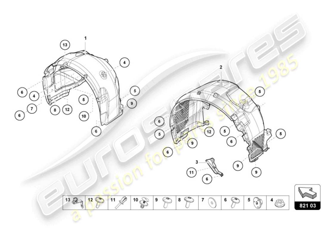 VIEW PARTS DIAGRAMS FROM THE LAMBORGHINI HURACAN EVO PARTS CATALOGUE a part diagram from the lamborghini huracan evo parts catalogue