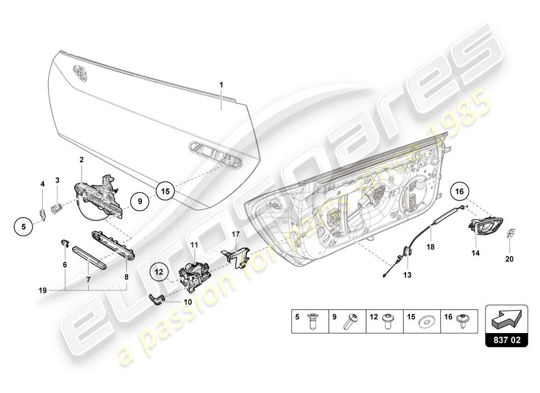 a part diagram from the lamborghini evo coupe (2022) parts catalogue