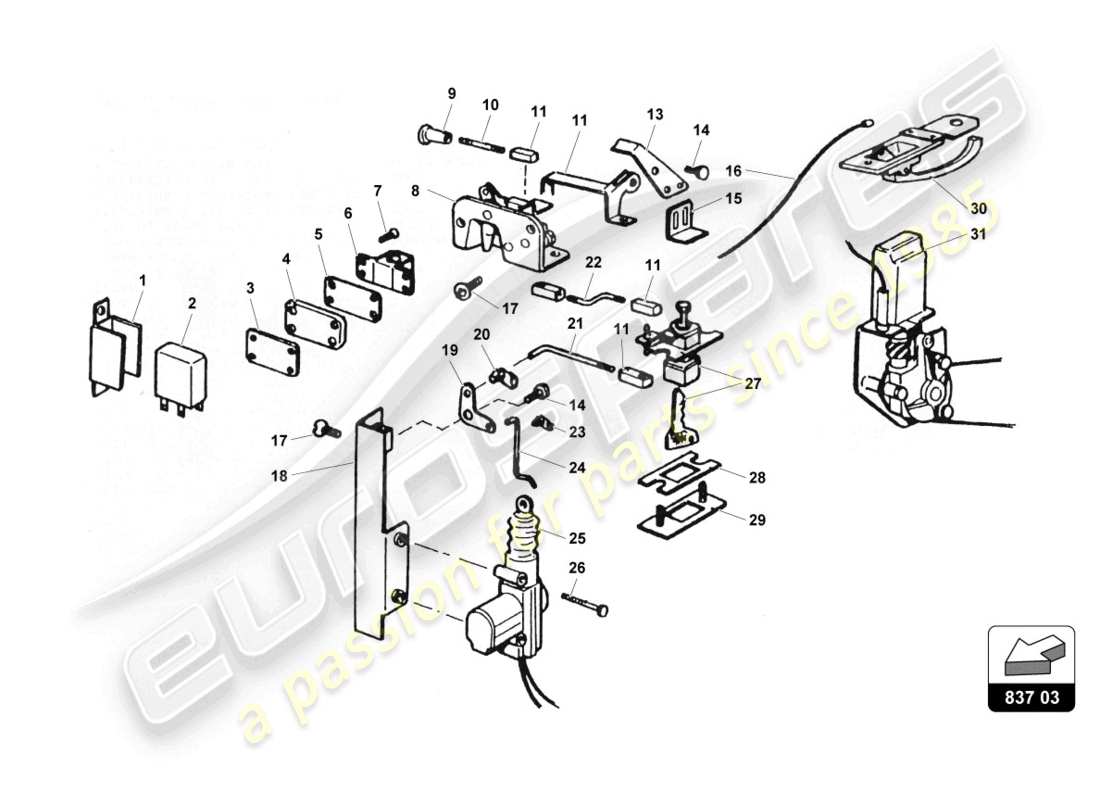 VIEW PARTS DIAGRAMS FROM THE LAMBORGHINI COUNTACH PARTS CATALOGUE a part diagram from the lamborghini countach parts catalogue