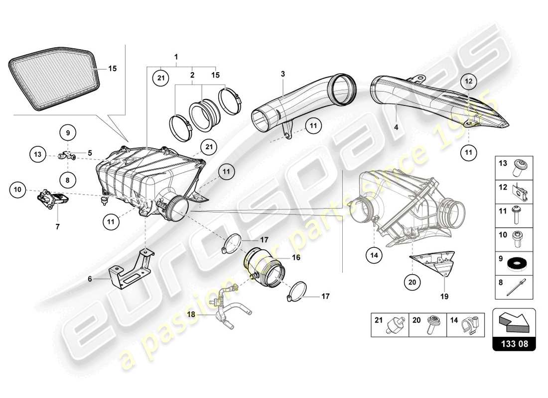 a part diagram from the lamborghini huracan sterrato parts catalogue