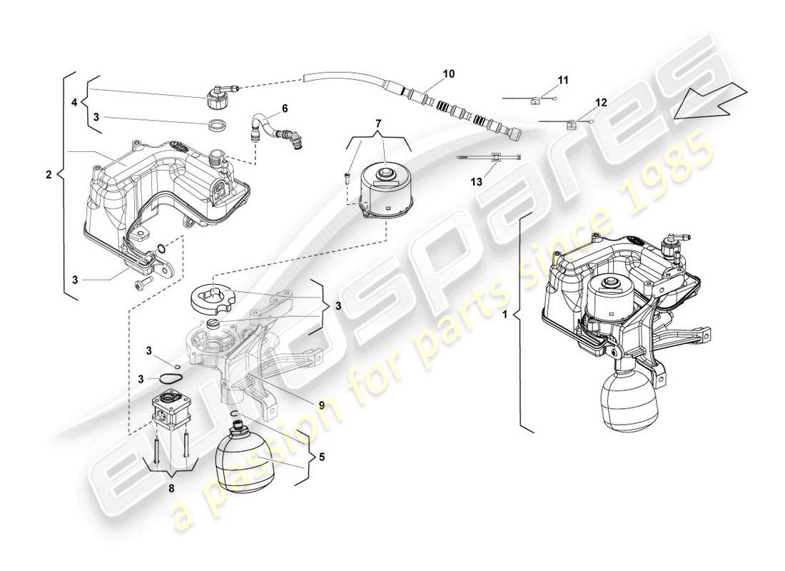 a part diagram from the lamborghini lp560-4 spider (2010) parts catalogue