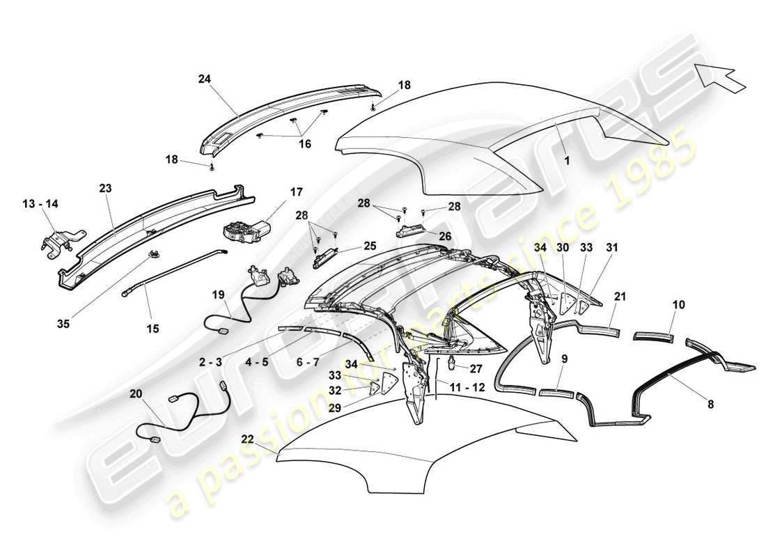 a part diagram from the lamborghini gallardo spyder (2008) parts catalogue