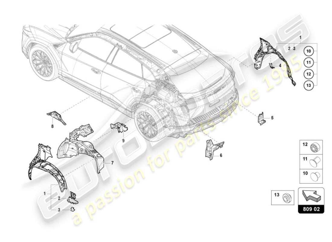 a part diagram from the lamborghini urus parts catalogue