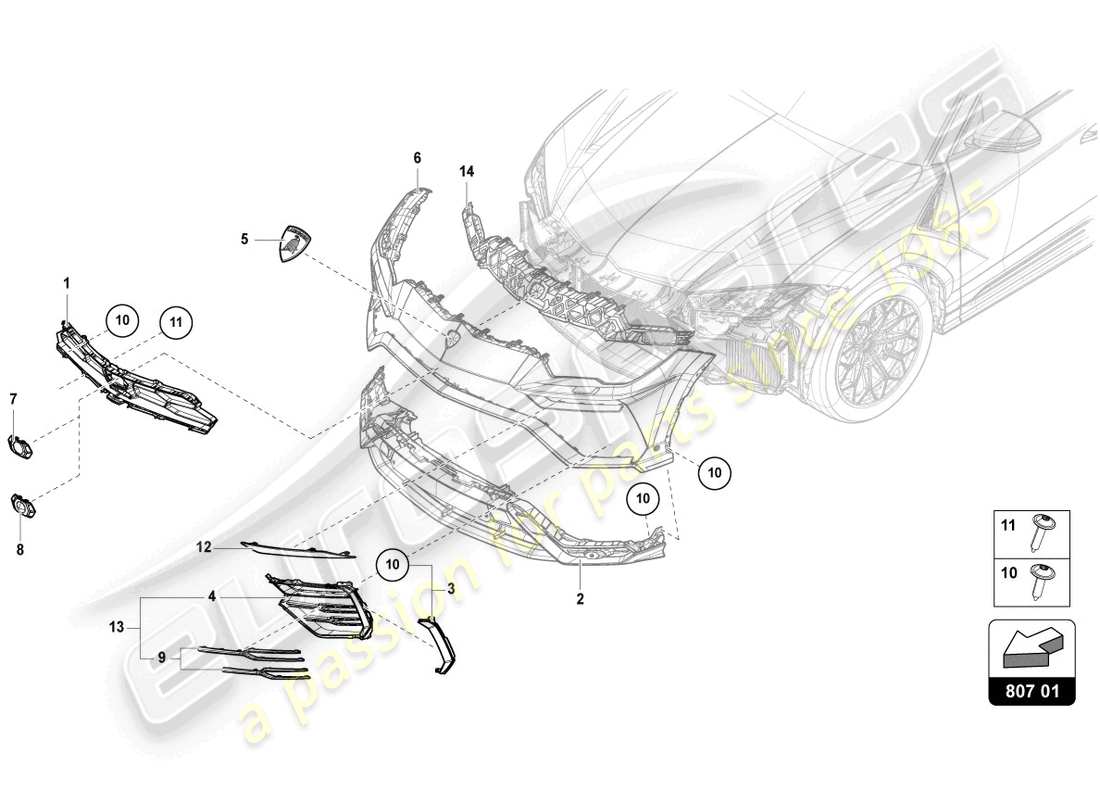 a part diagram from the lamborghini urus (2020) parts catalogue