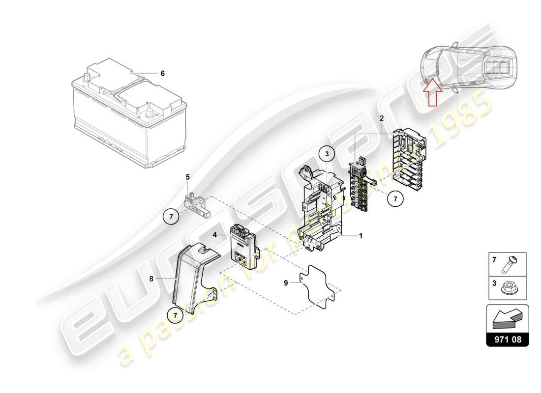 a part diagram from the lamborghini tecnica (2024) parts catalogue