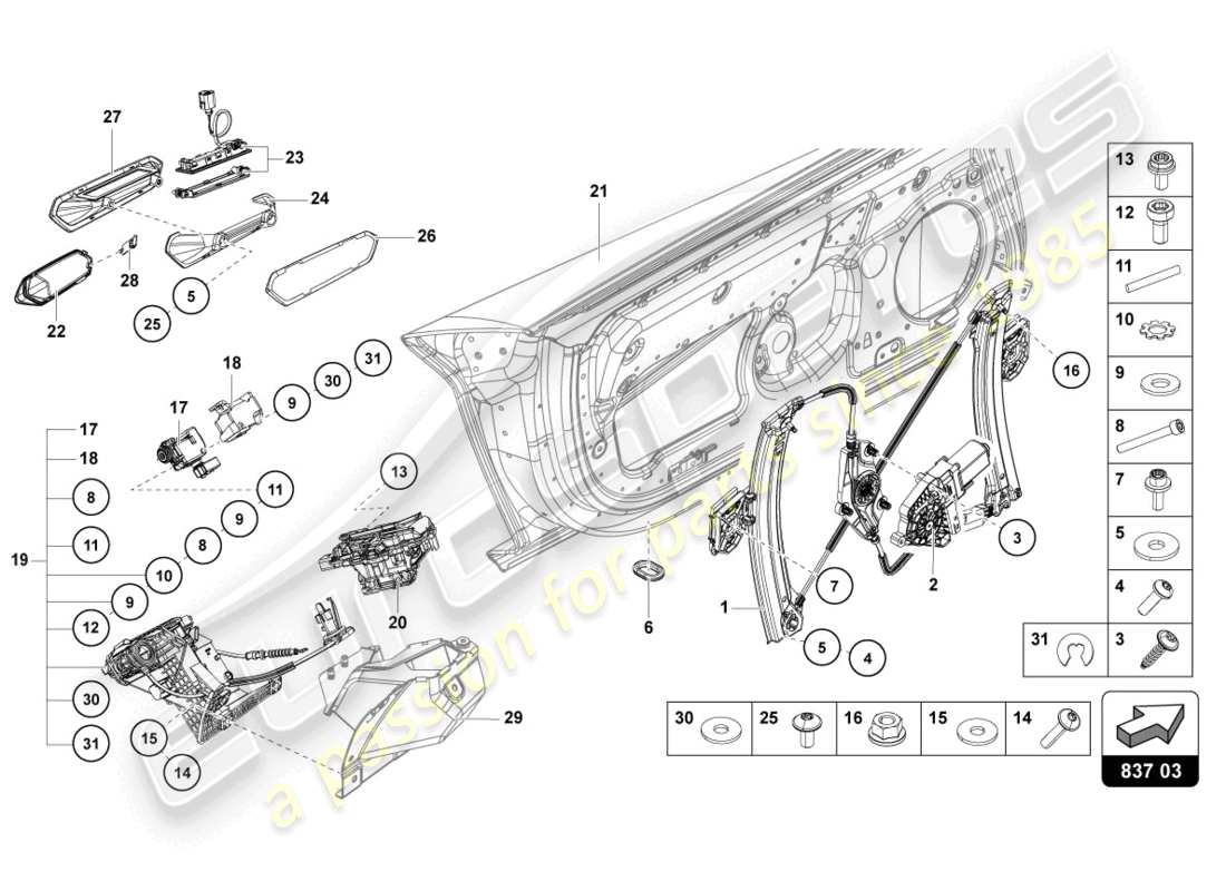 VIEW PARTS DIAGRAMS FROM THE LAMBORGHINI AVENTADOR ULTIMAE PARTS CATALOGUE a part diagram from the lamborghini aventador ultimae parts catalogue