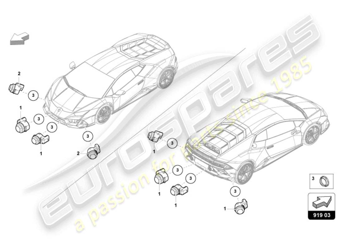 a part diagram from the lamborghini huracan tecnica parts catalogue