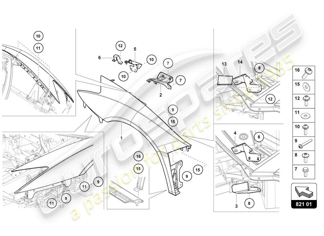 a part diagram from the lamborghini aventador ultimae parts catalogue