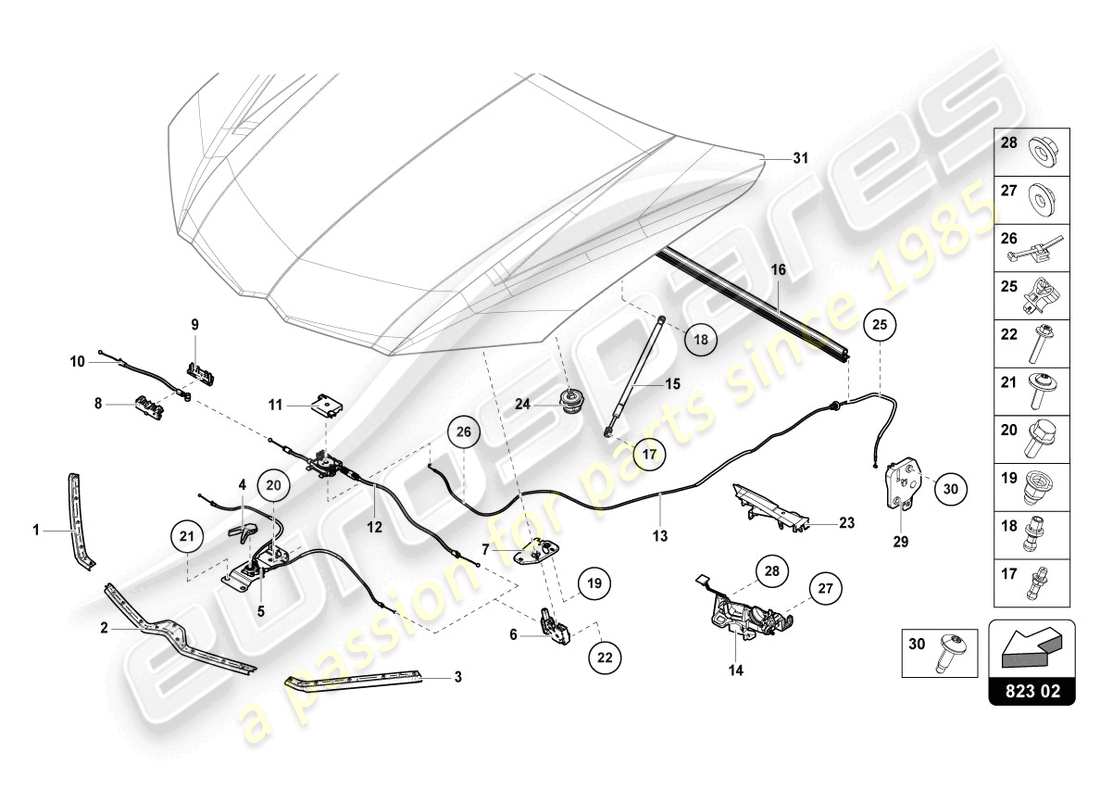 a part diagram from the lamborghini urus parts catalogue