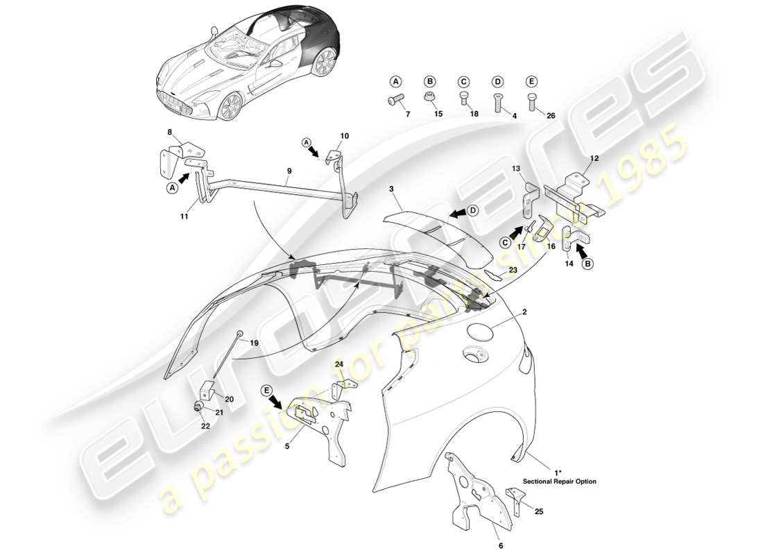 a part diagram from the aston martin one-77 parts catalogue