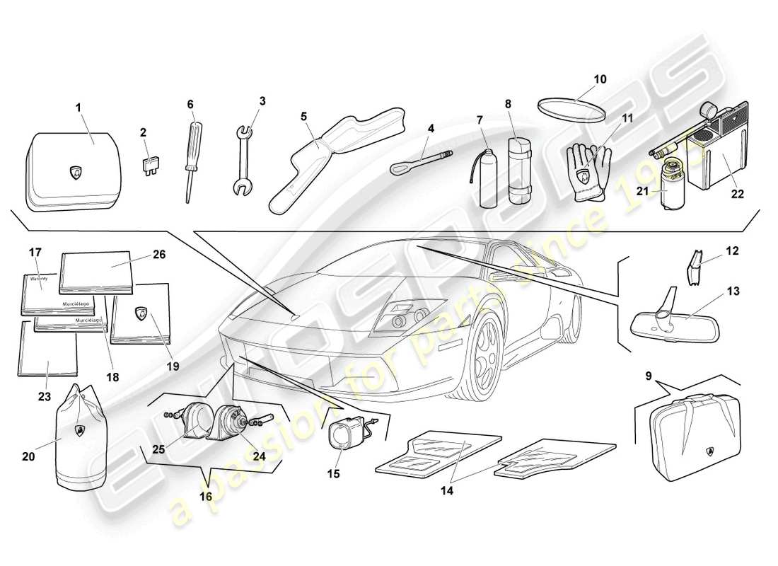 a part diagram from the lamborghini reventon roadster parts catalogue