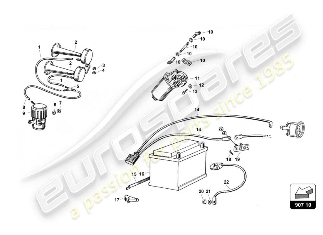a part diagram from the lamborghini countach parts catalogue