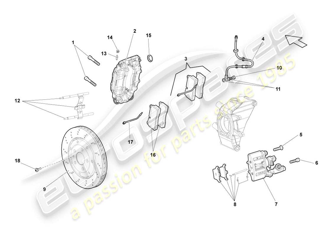 a part diagram from the lamborghini gallardo spyder (2008) parts catalogue