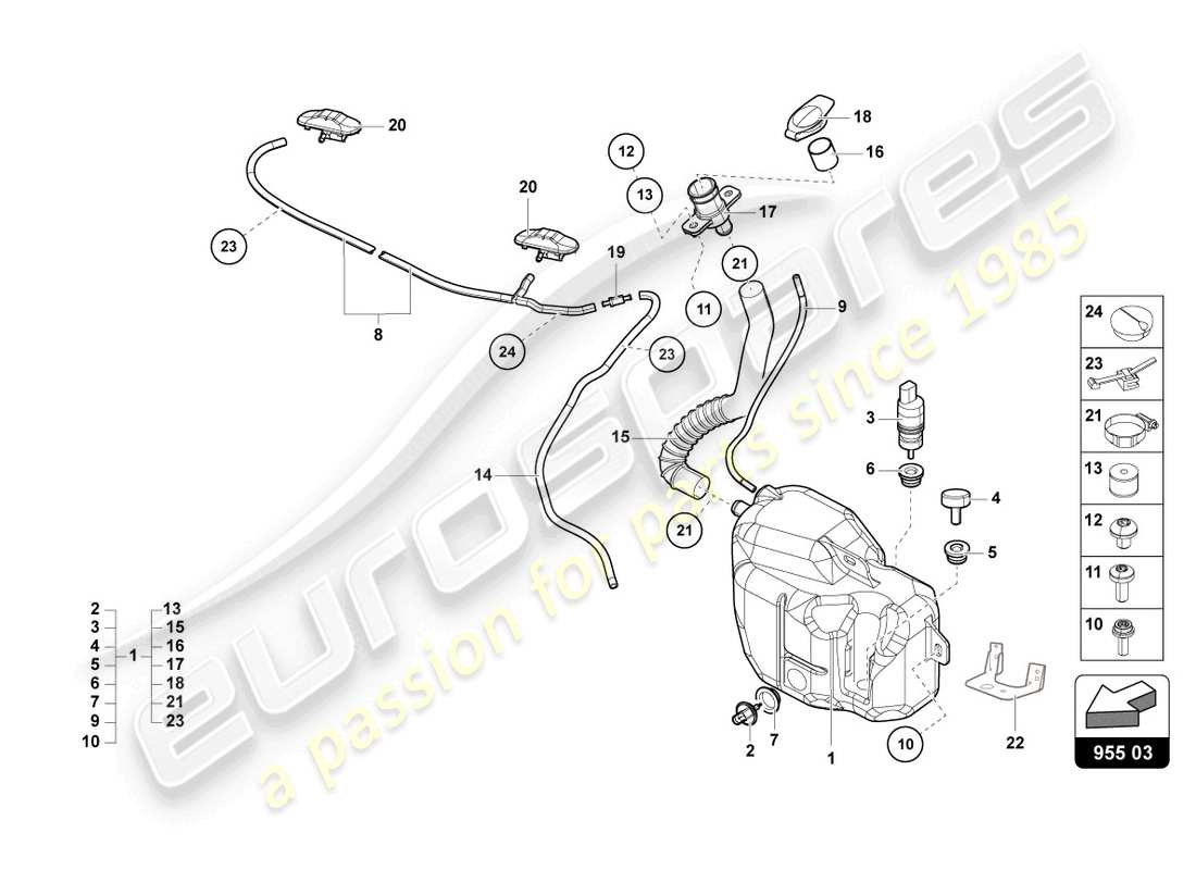 a part diagram from the lamborghini countach parts catalogue