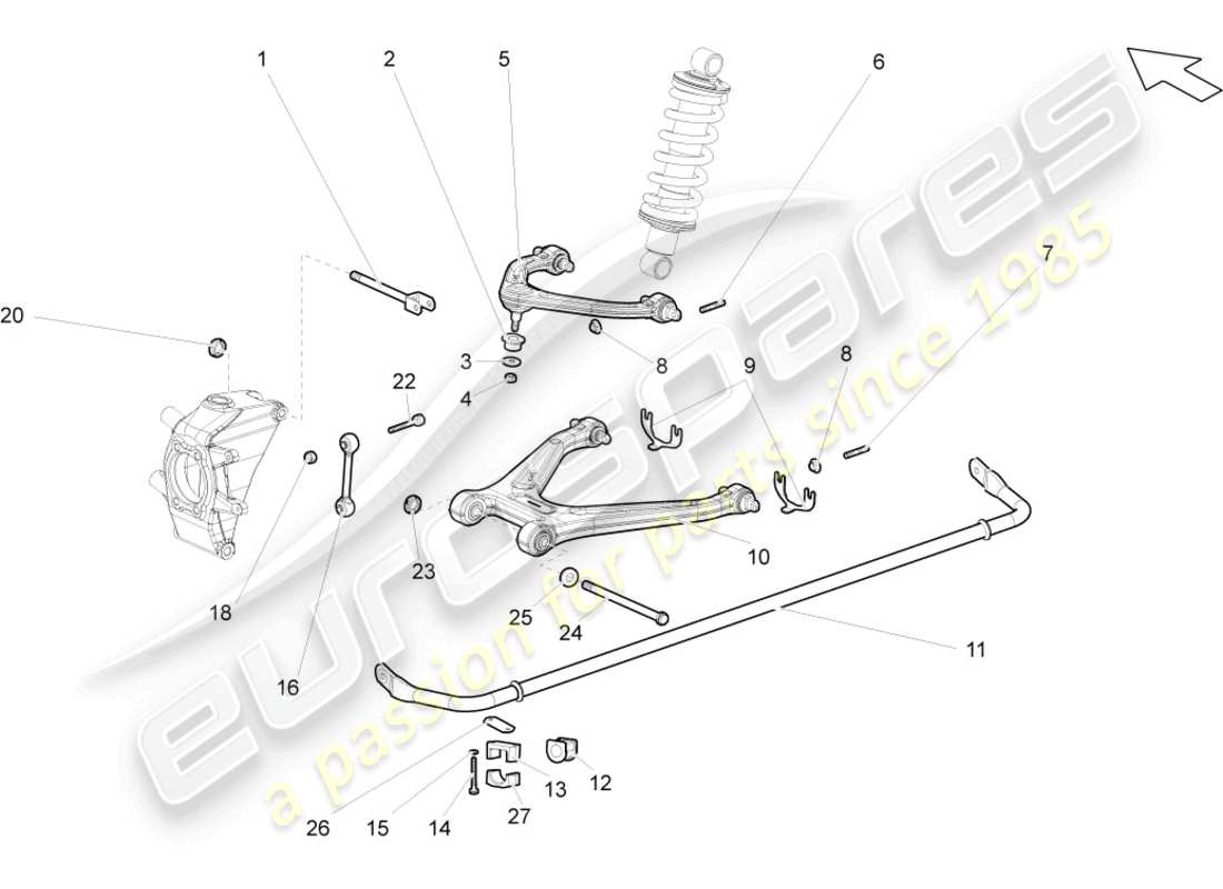 a part diagram from the lamborghini gallardo spyder (2008) parts catalogue