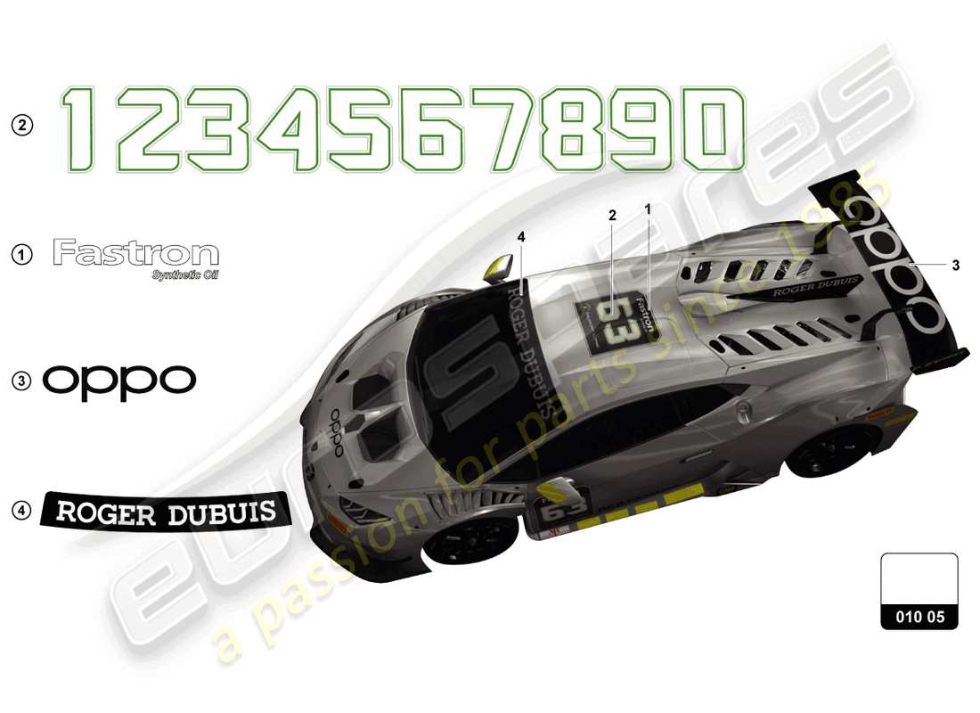 a part diagram from the lamborghini huracan squadra corse parts catalogue