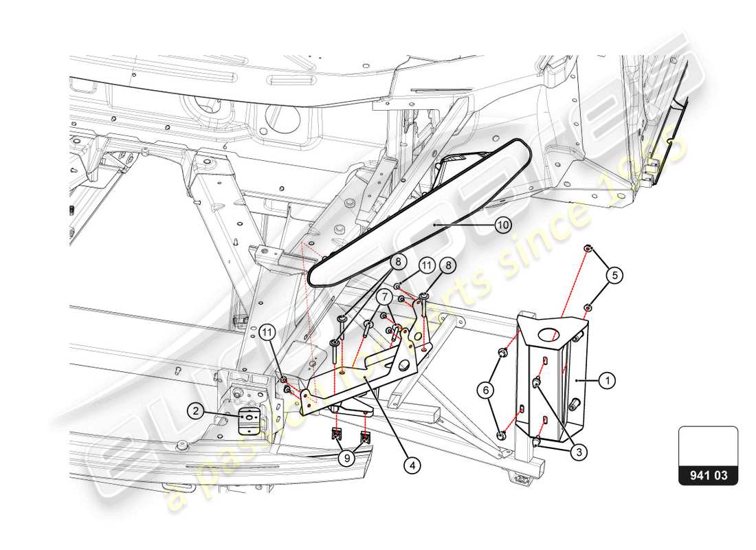 a part diagram from the lamborghini super trofeo evo 2 (2022) parts catalogue