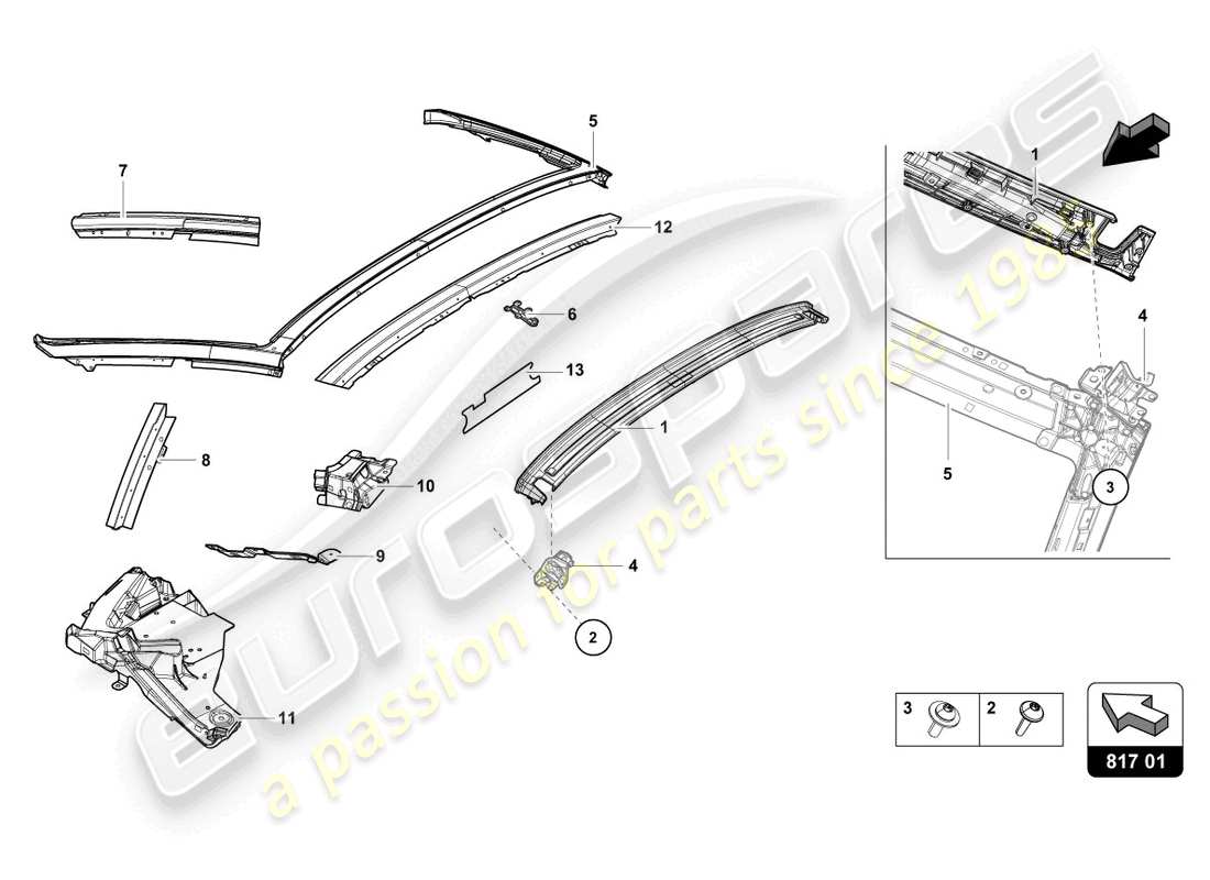 a part diagram from the lamborghini evo spyder (2021) parts catalogue