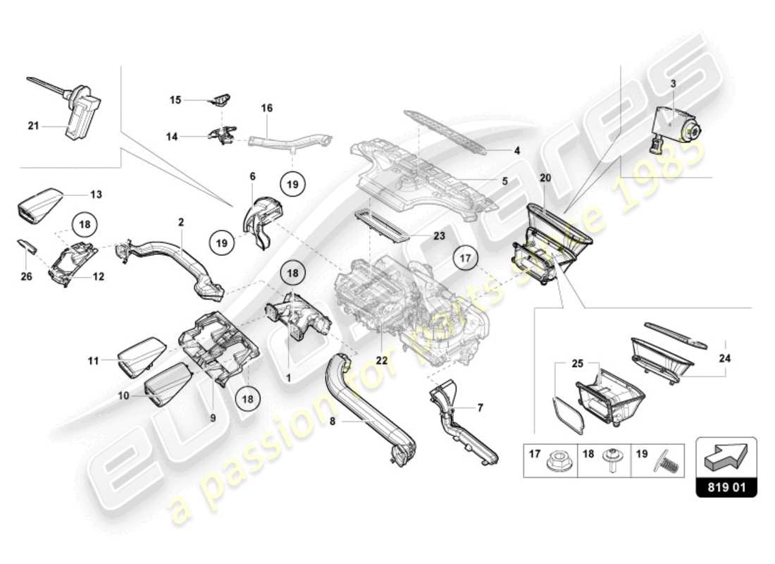 VIEW PARTS DIAGRAMS FROM THE LAMBORGHINI HURACAN STERRATO PARTS CATALOGUE a part diagram from the lamborghini huracan sterrato parts catalogue
