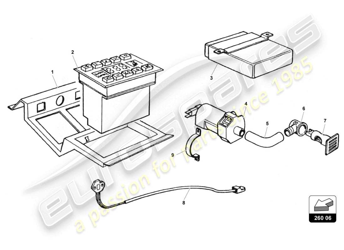 a part diagram from the lamborghini countach parts catalogue