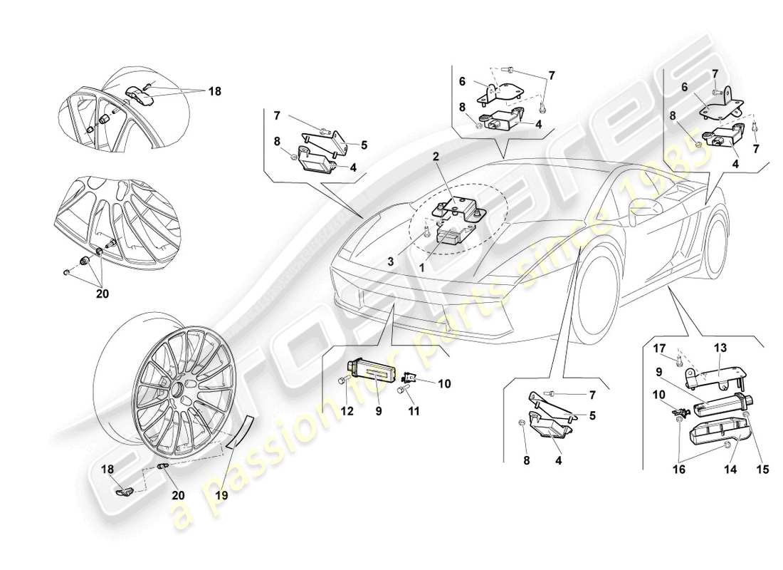 a part diagram from the lamborghini lp550-2 spyder (2011) parts catalogue