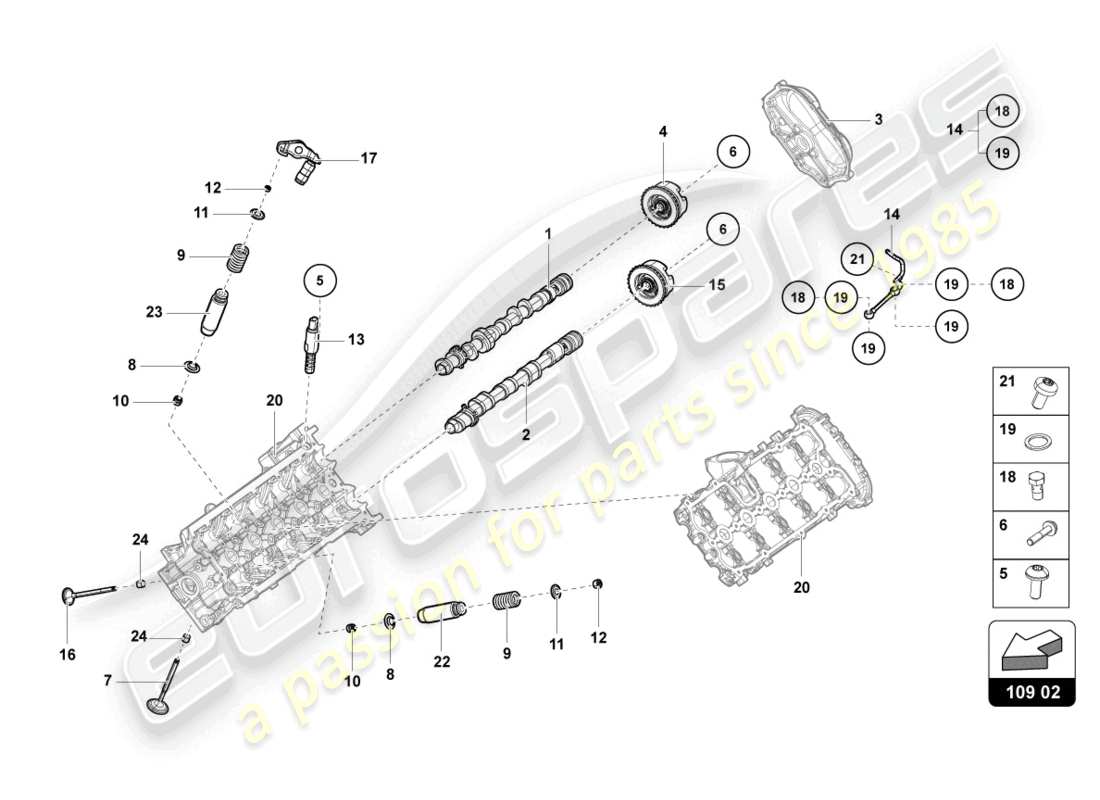 a part diagram from the lamborghini evo spyder (2021) parts catalogue