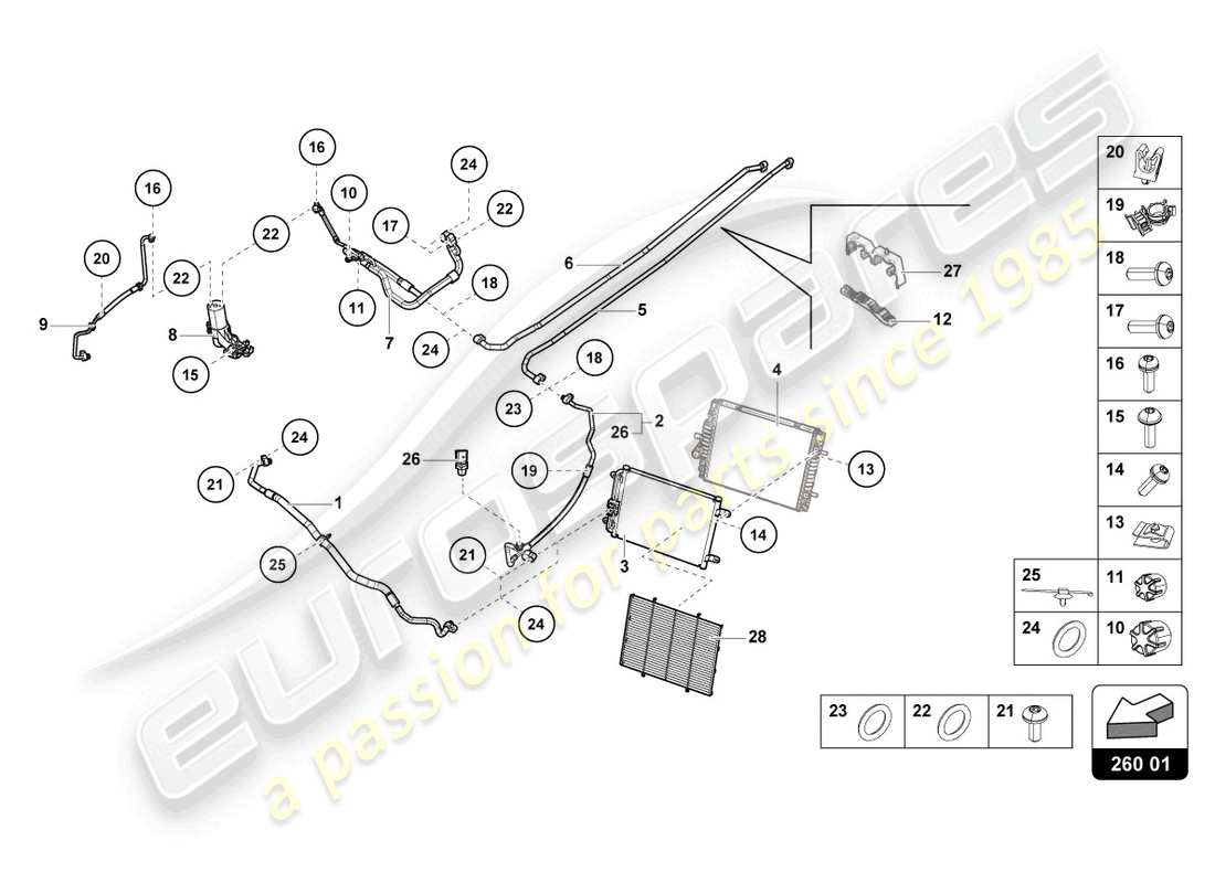 a part diagram from the lamborghini evo coupe (2021) parts catalogue